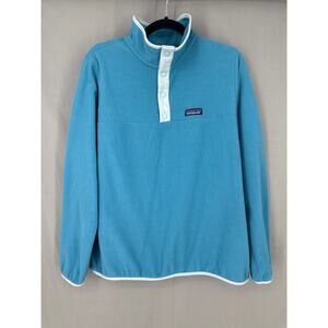 Patagonia Jacket Womens XL Blue Mirco D Snap T Fleece Hiking Camping Cozy